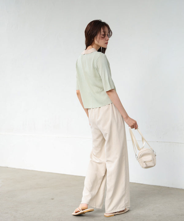 衿付き配色ニット