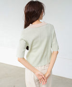 衿付き配色ニット