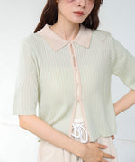 衿付き配色ニット