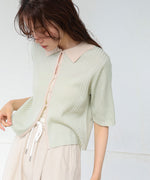 衿付き配色ニット