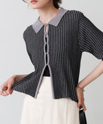 衿付き配色ニット