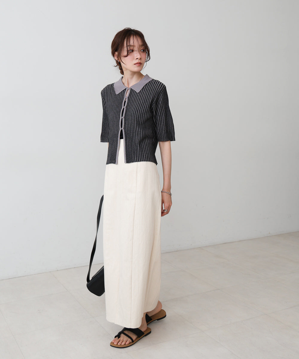 衿付き配色ニット