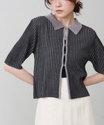 衿付き配色ニット