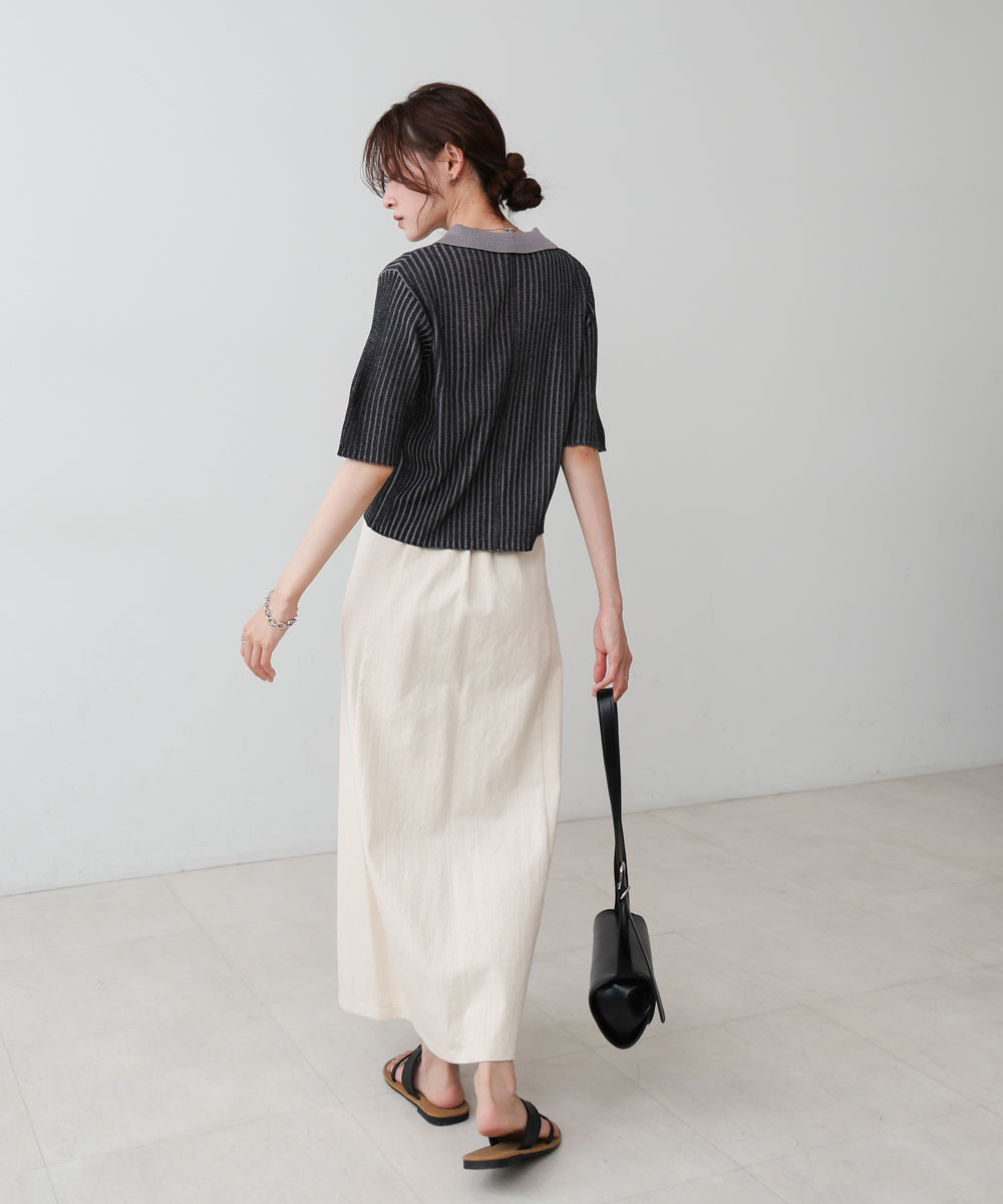 衿付き配色ニット