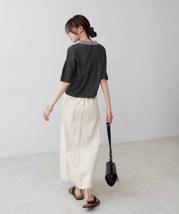 衿付き配色ニット