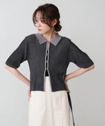 衿付き配色ニット