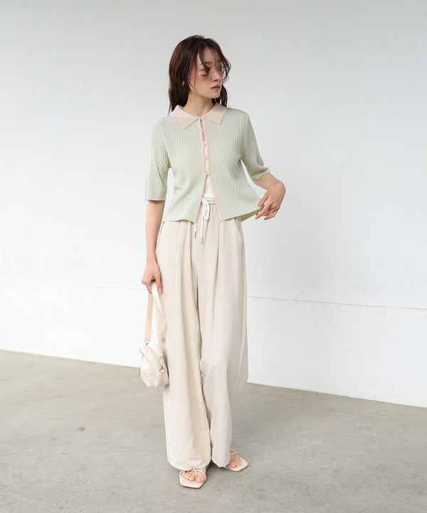 衿付き配色ニット