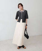 衿付き配色ニット