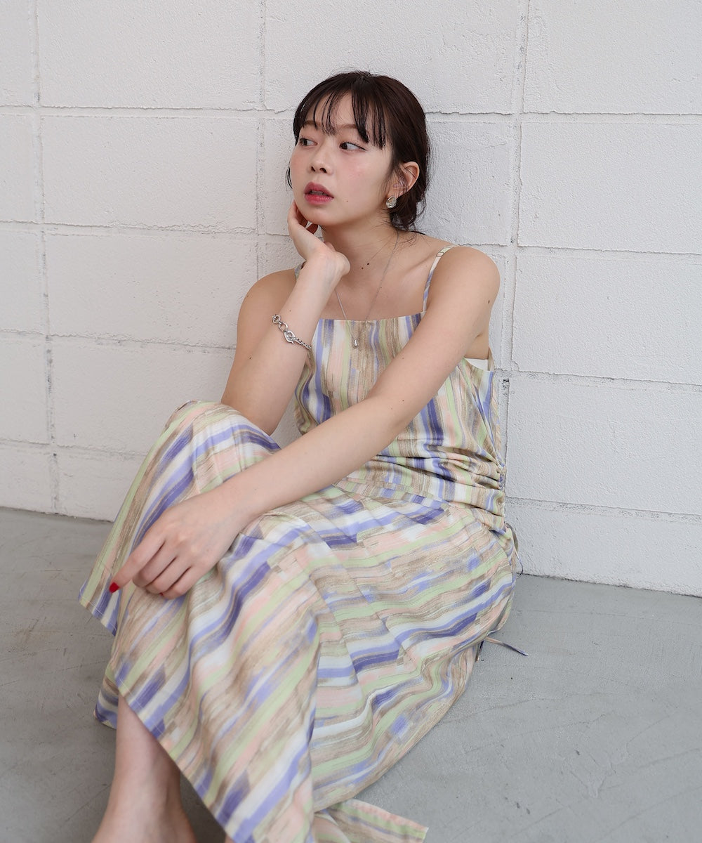 【S・Mサイズ展開】ウエストホールプリントワンピース