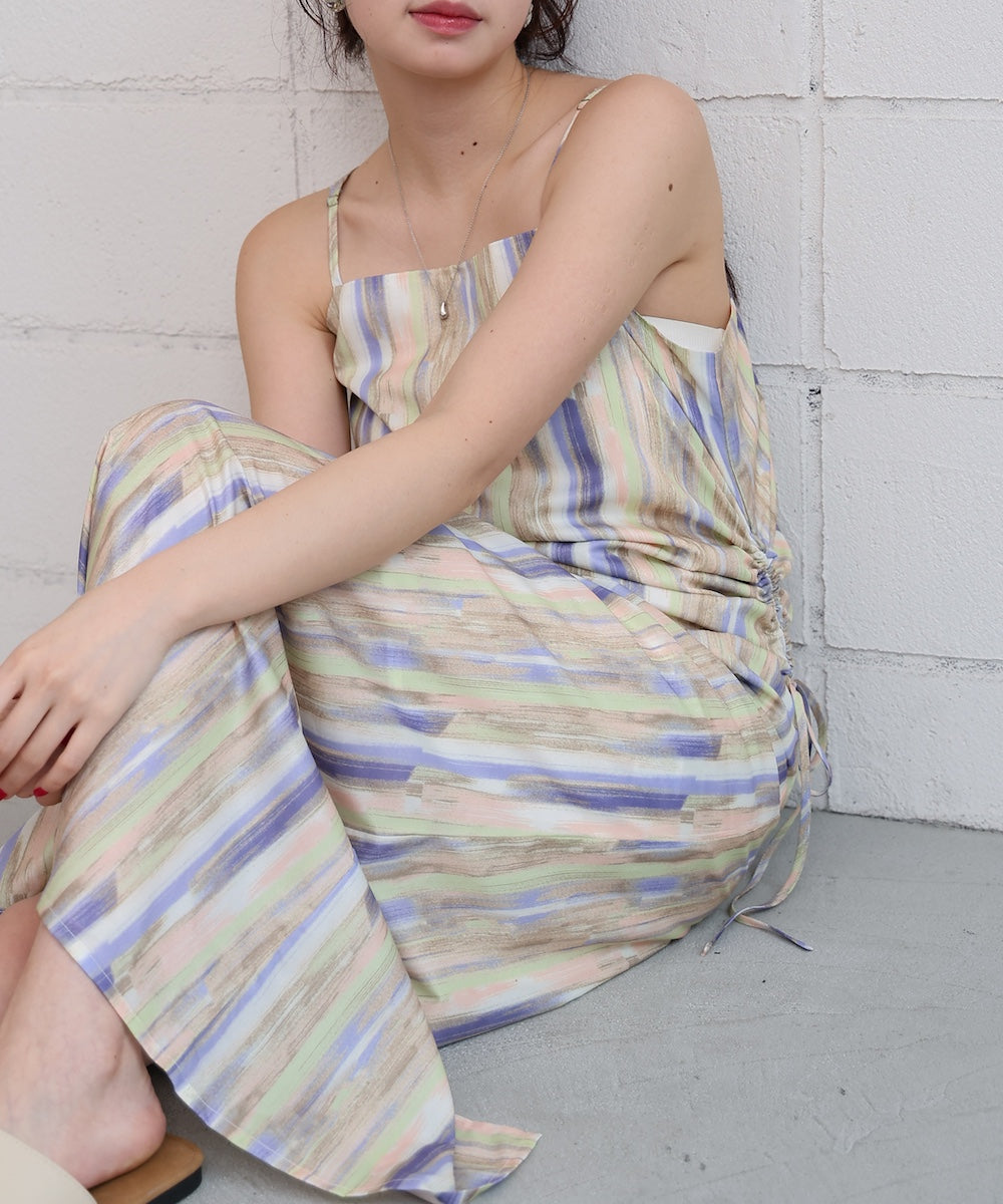 【S・Mサイズ展開】ウエストホールプリントワンピース