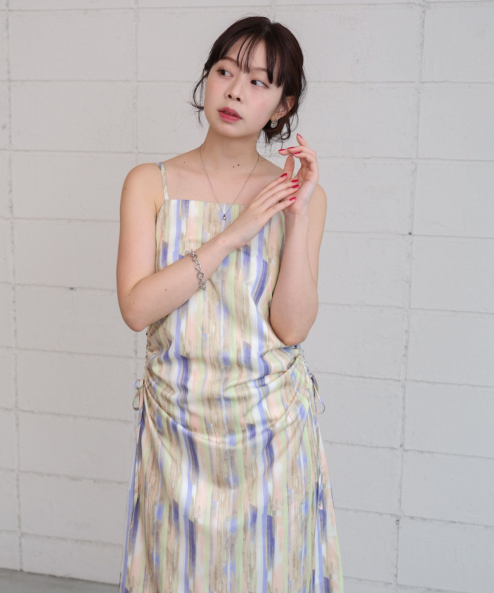 【S・Mサイズ展開】ウエストホールプリントワンピース