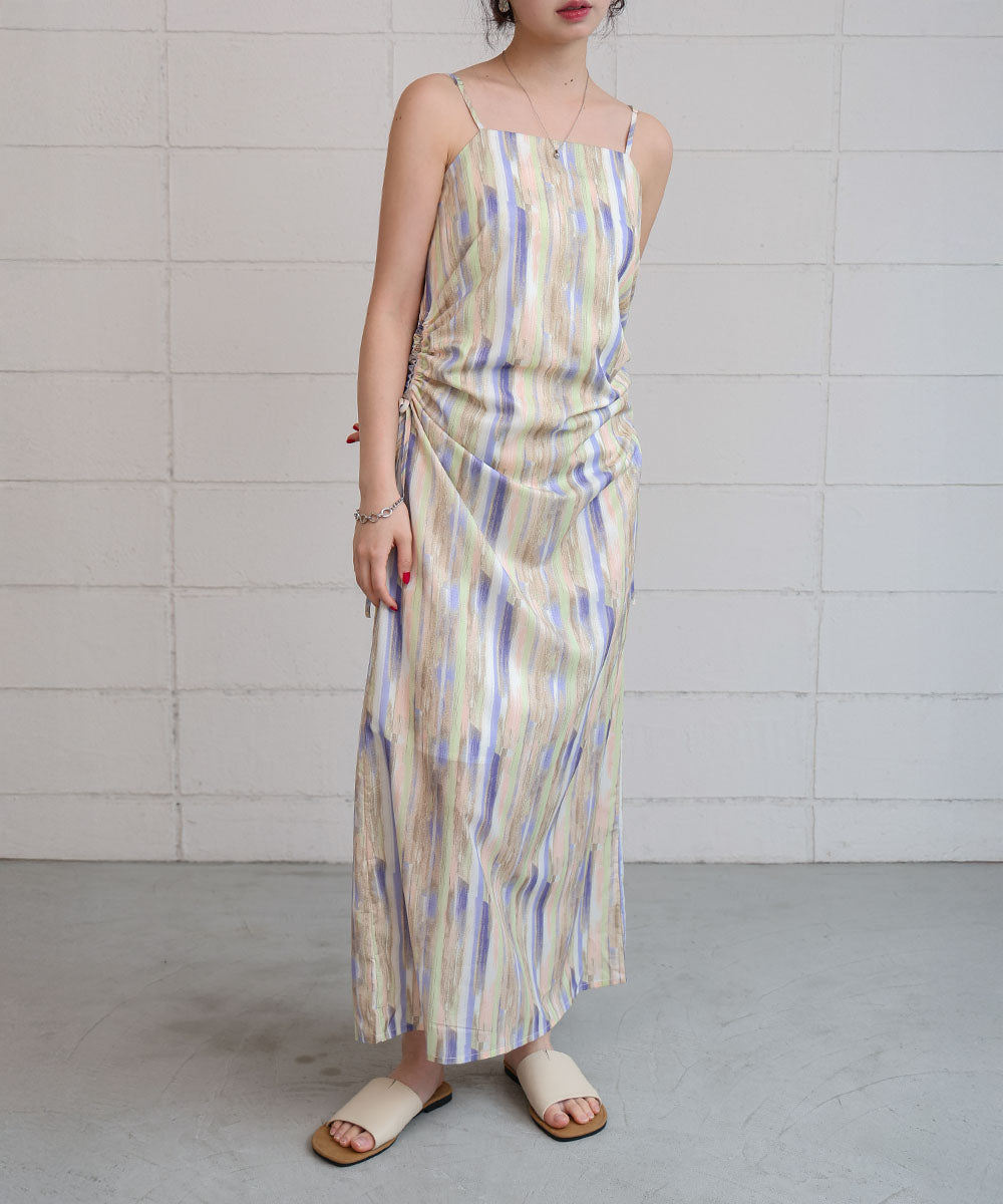 【S・Mサイズ展開】ウエストホールプリントワンピース