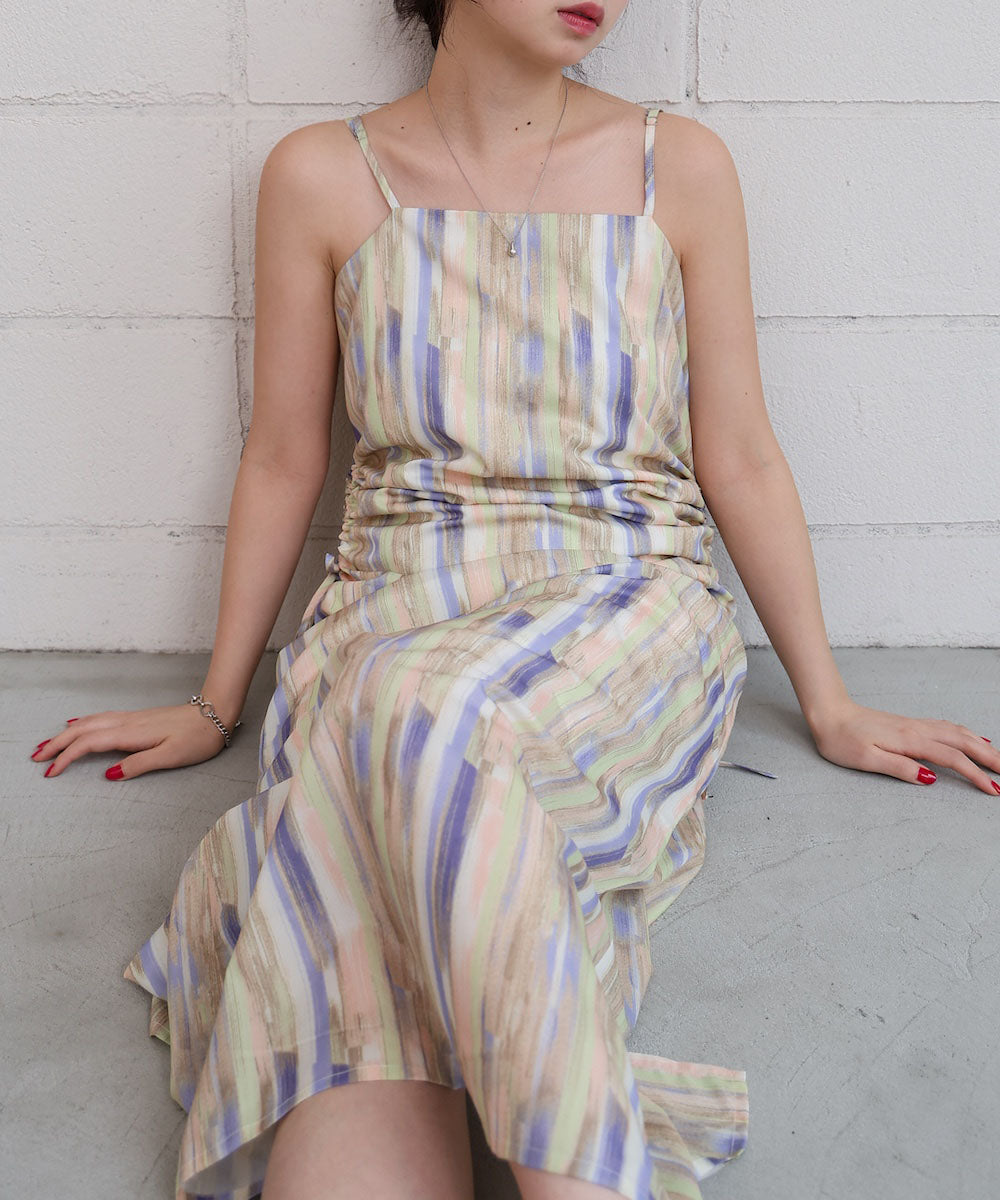 【S・Mサイズ展開】ウエストホールプリントワンピース