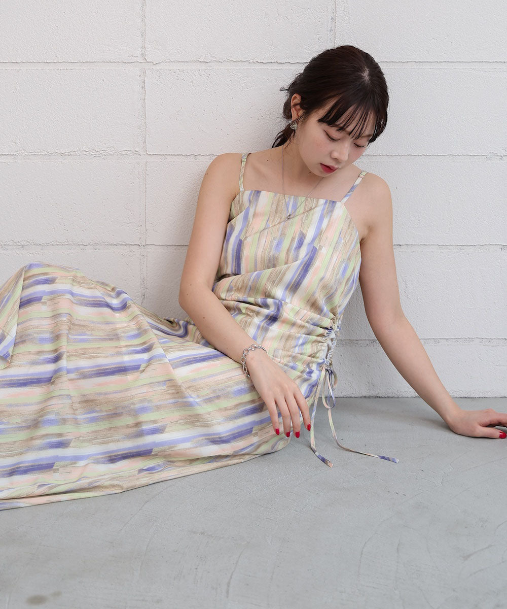 【S・Mサイズ展開】ウエストホールプリントワンピース