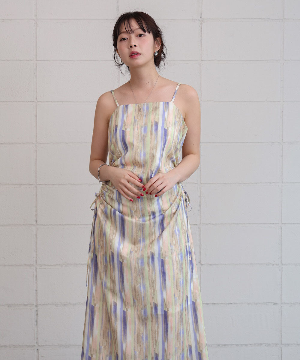 【S・Mサイズ展開】ウエストホールプリントワンピース