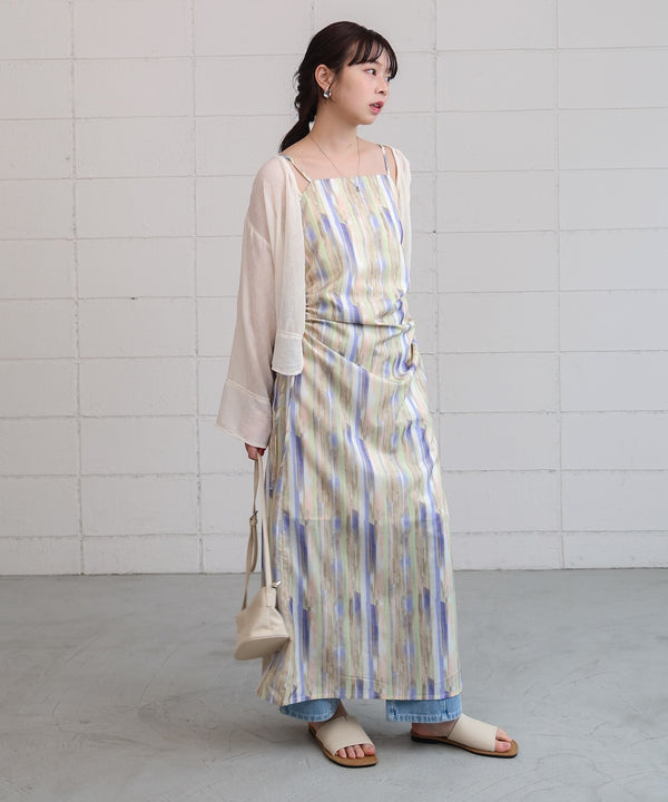 【S・Mサイズ展開】ウエストホールプリントワンピース