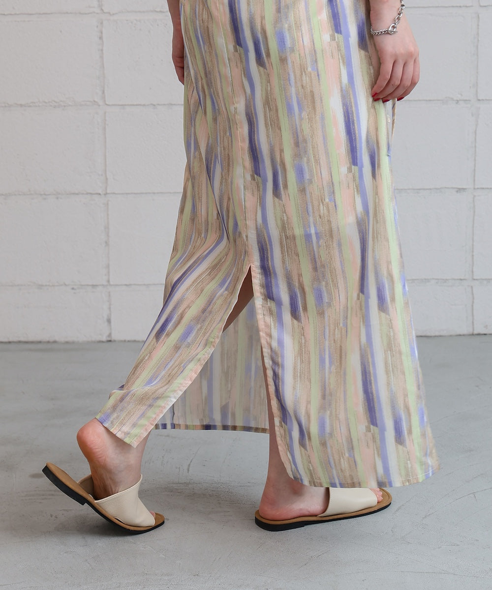 【S・Mサイズ展開】ウエストホールプリントワンピース