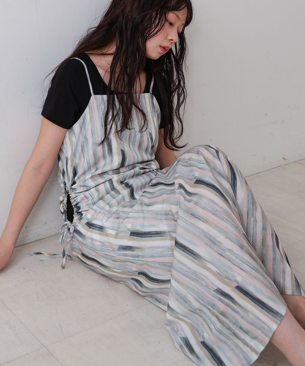 【S・Mサイズ展開】ウエストホールプリントワンピース