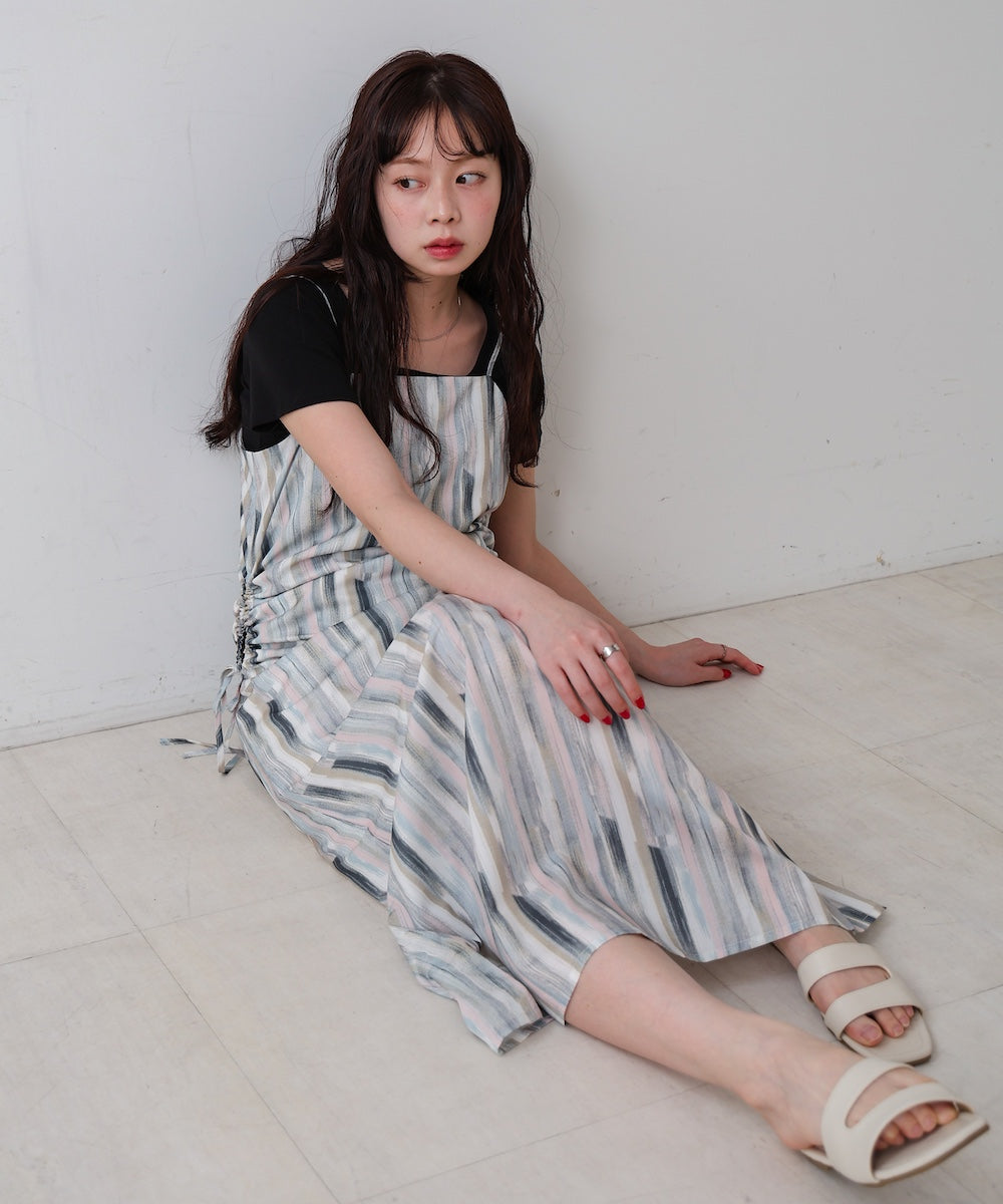 【S・Mサイズ展開】ウエストホールプリントワンピース