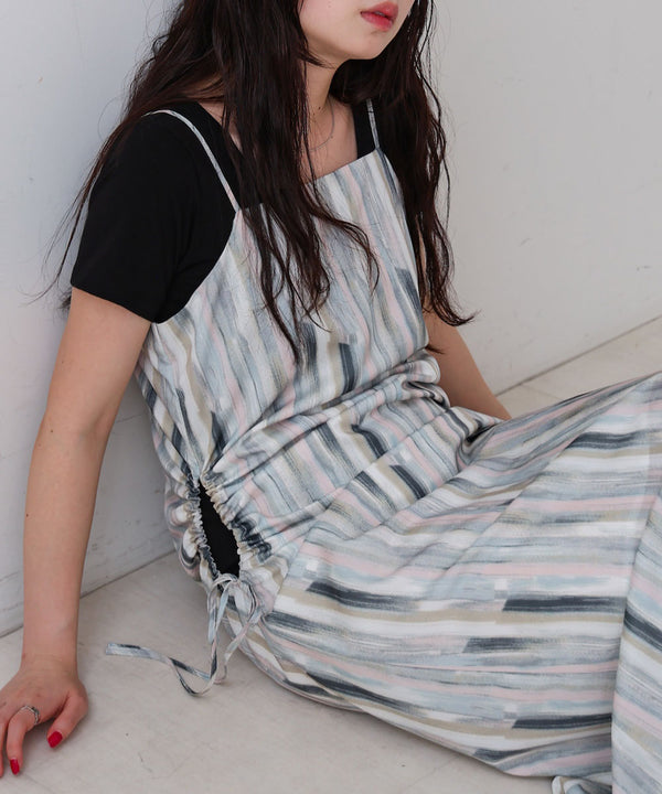 【S・Mサイズ展開】ウエストホールプリントワンピース