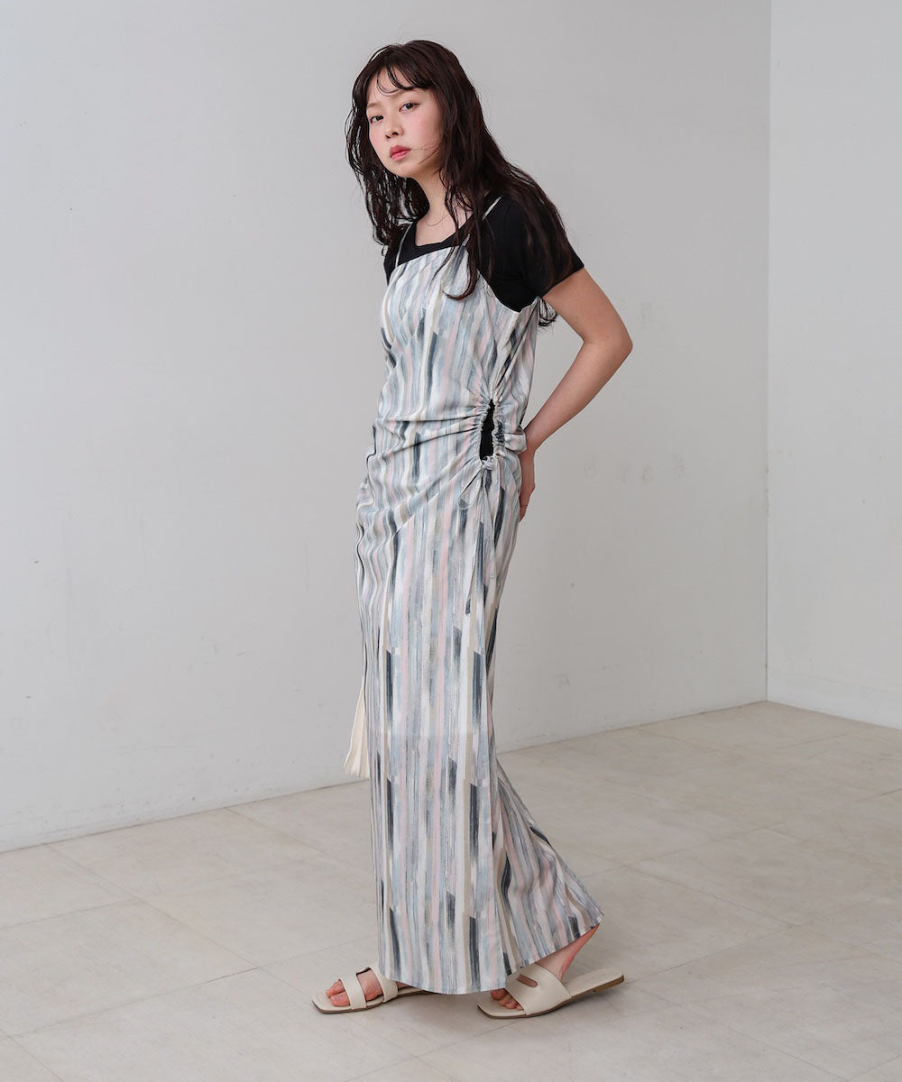 【S・Mサイズ展開】ウエストホールプリントワンピース