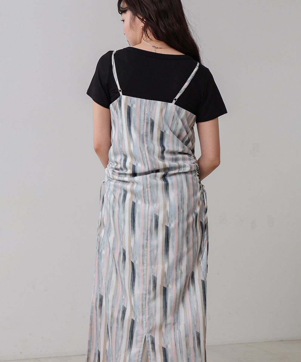 【S・Mサイズ展開】ウエストホールプリントワンピース