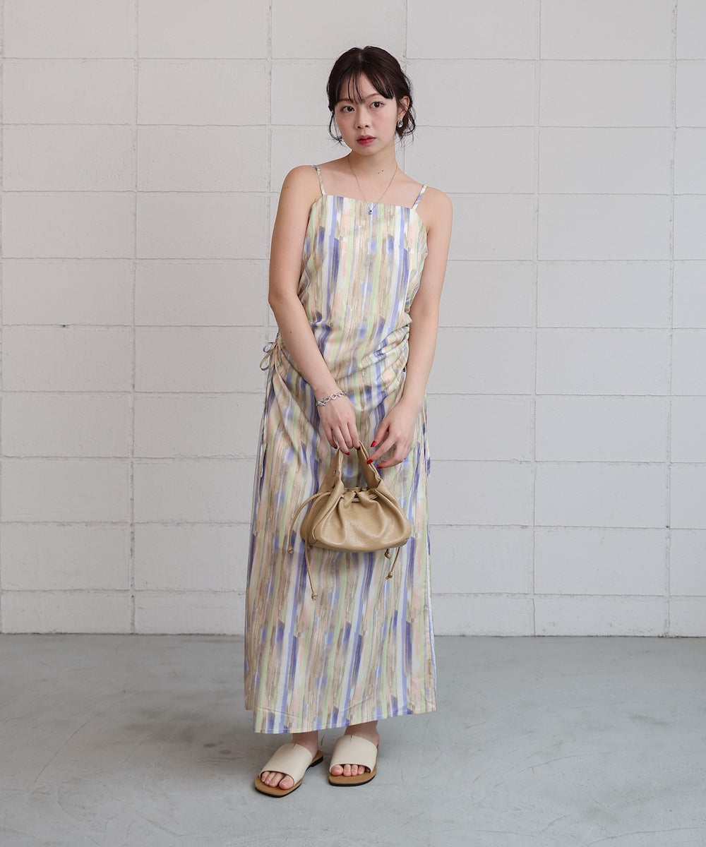 【S・Mサイズ展開】ウエストホールプリントワンピース