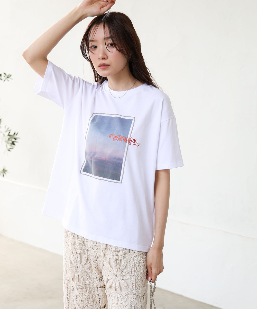 シアーレイヤードプリントＴシャツ