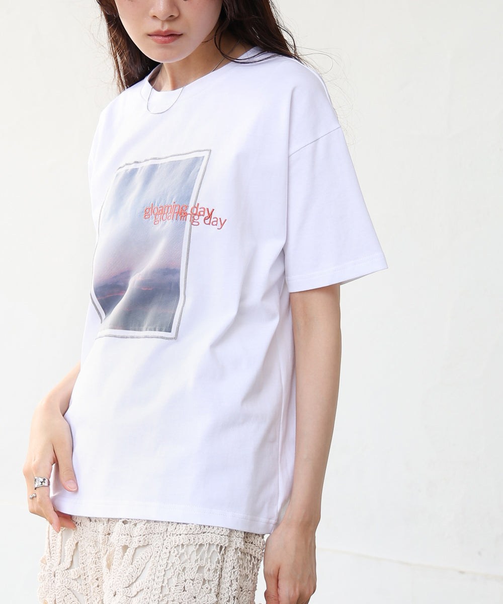 シアーレイヤードプリントＴシャツ