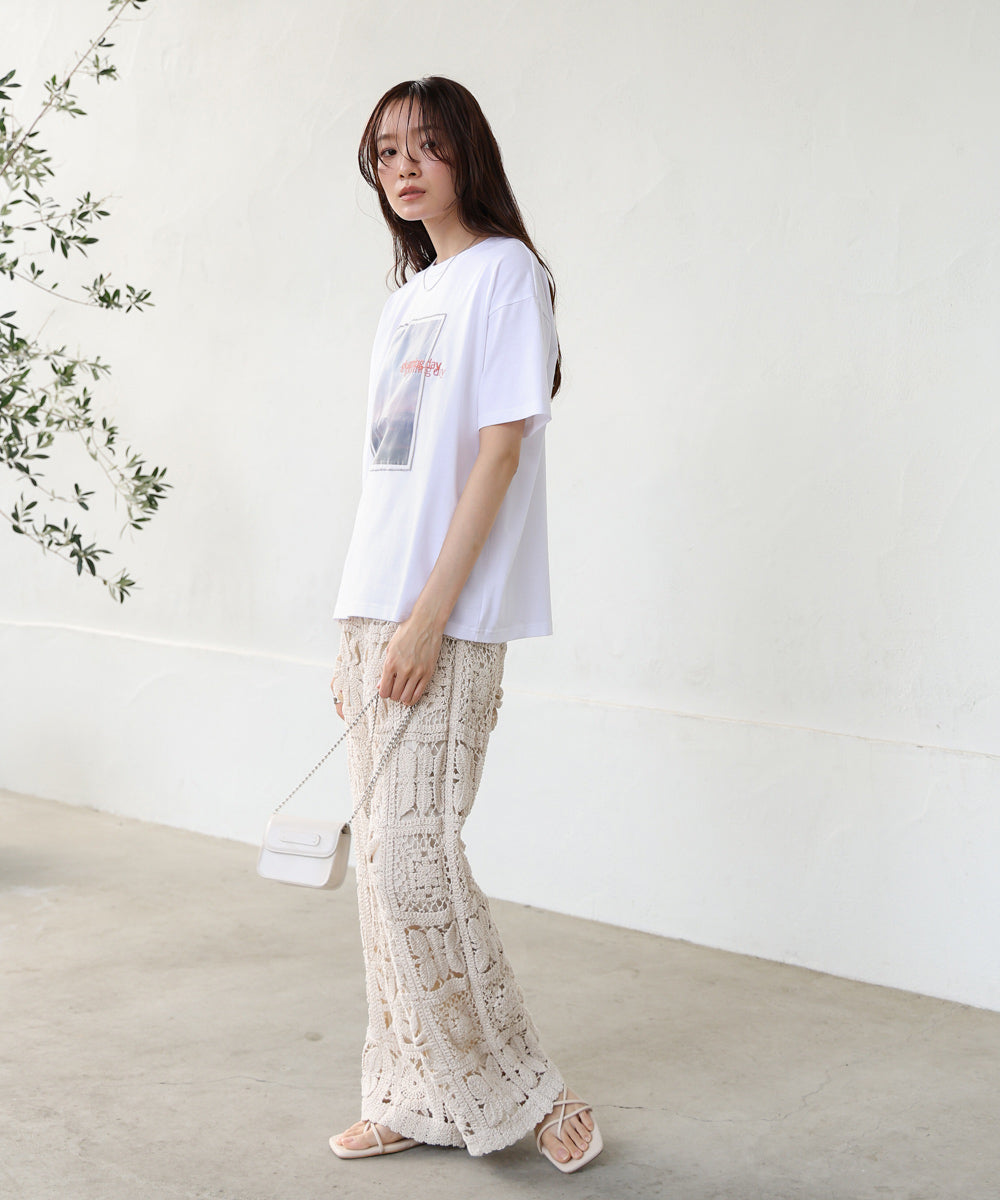 シアーレイヤードプリントＴシャツ