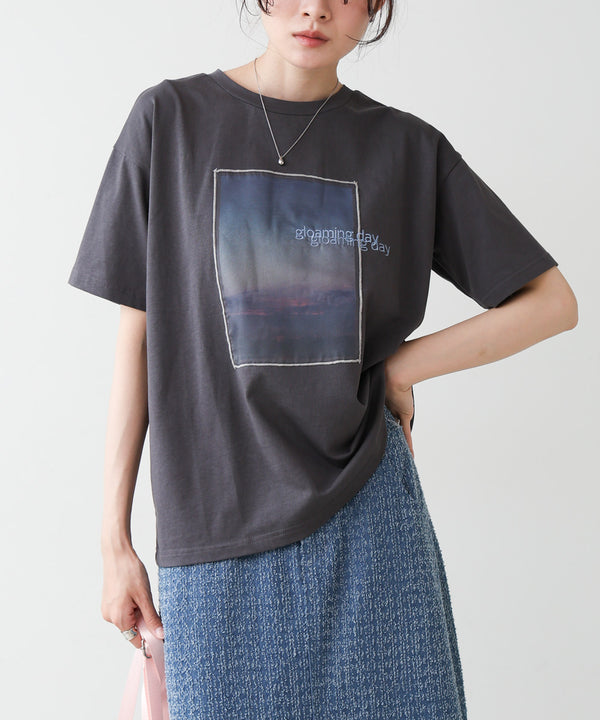 シアーレイヤードプリントＴシャツ