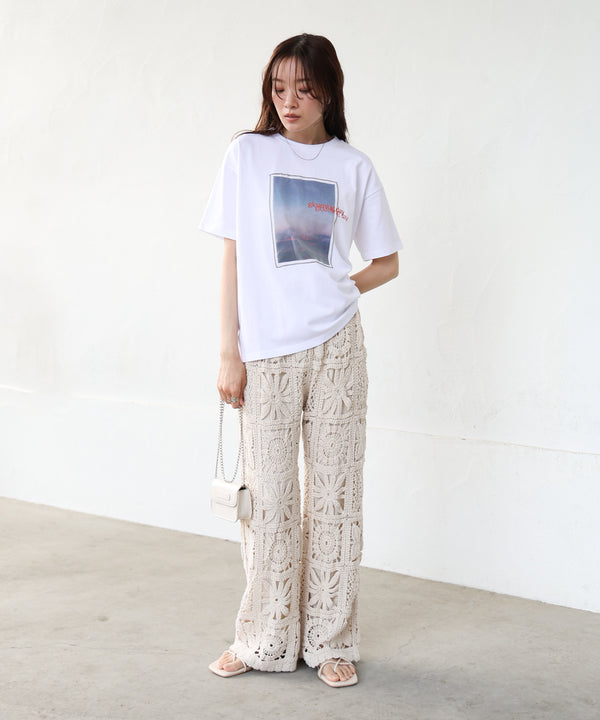 シアーレイヤードプリントＴシャツ