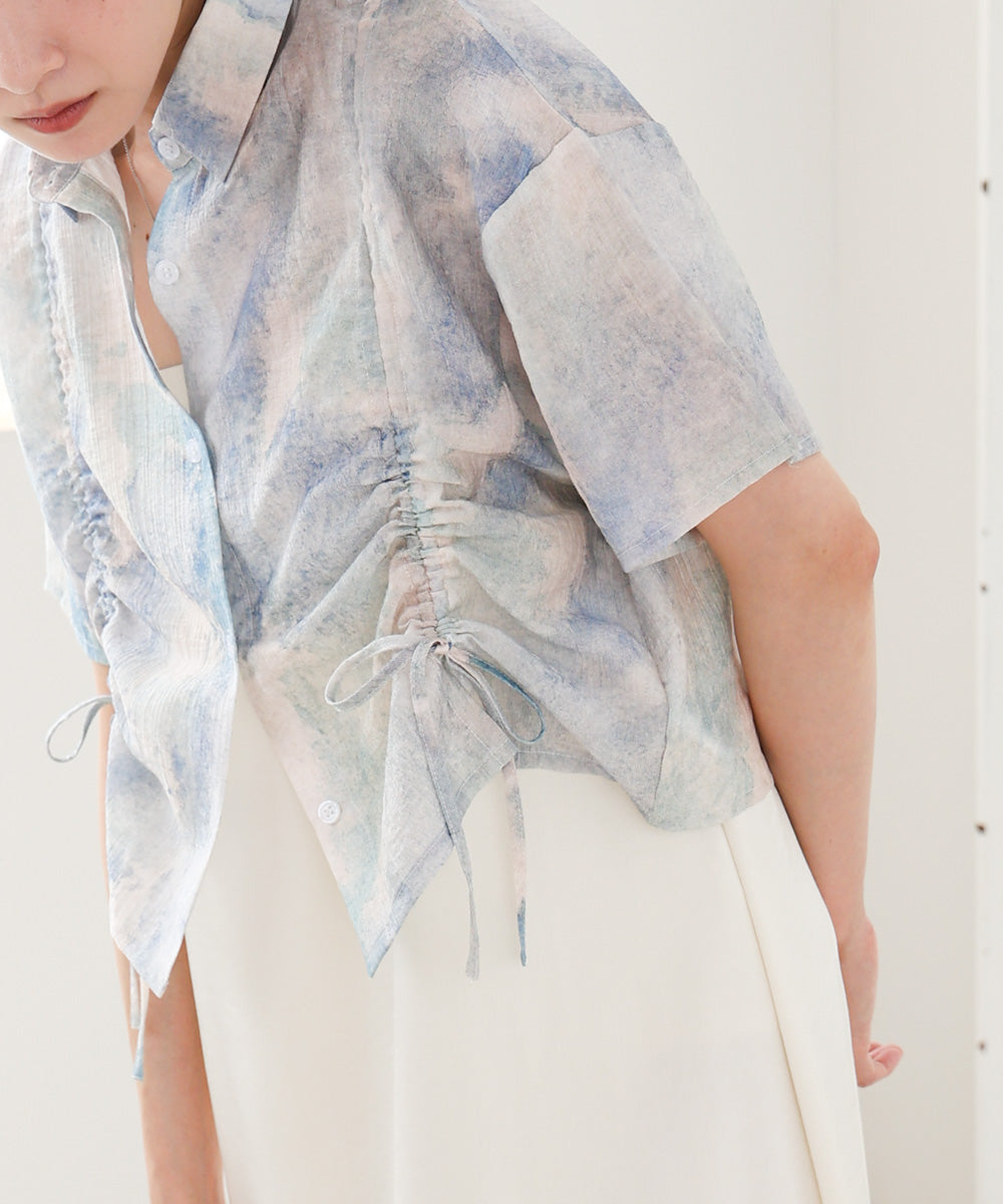 ニュアンスプリントドロストシアーシャツ