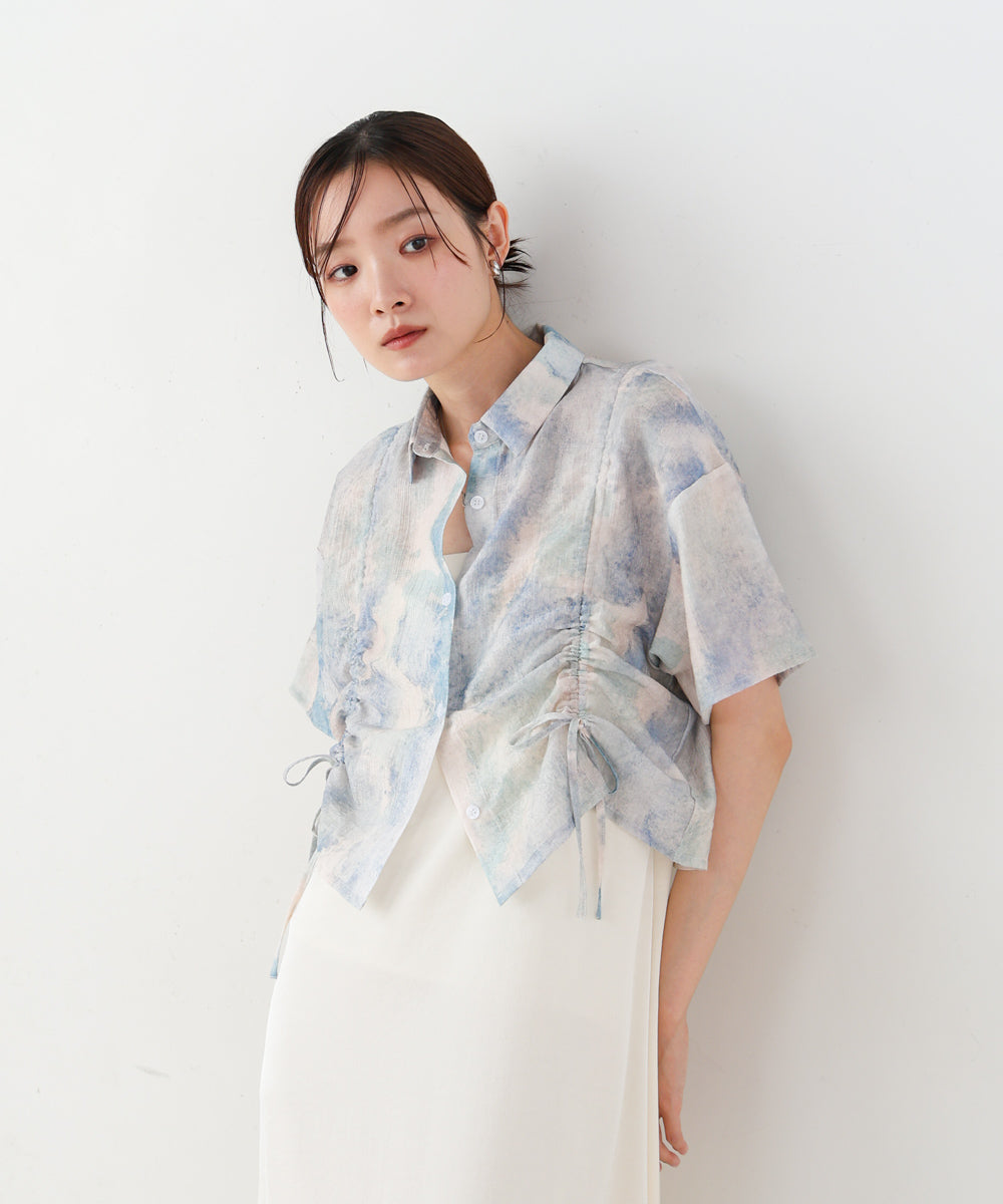 ニュアンスプリントドロストシアーシャツ