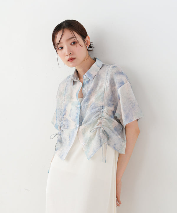 ニュアンスプリントドロストシアーシャツ