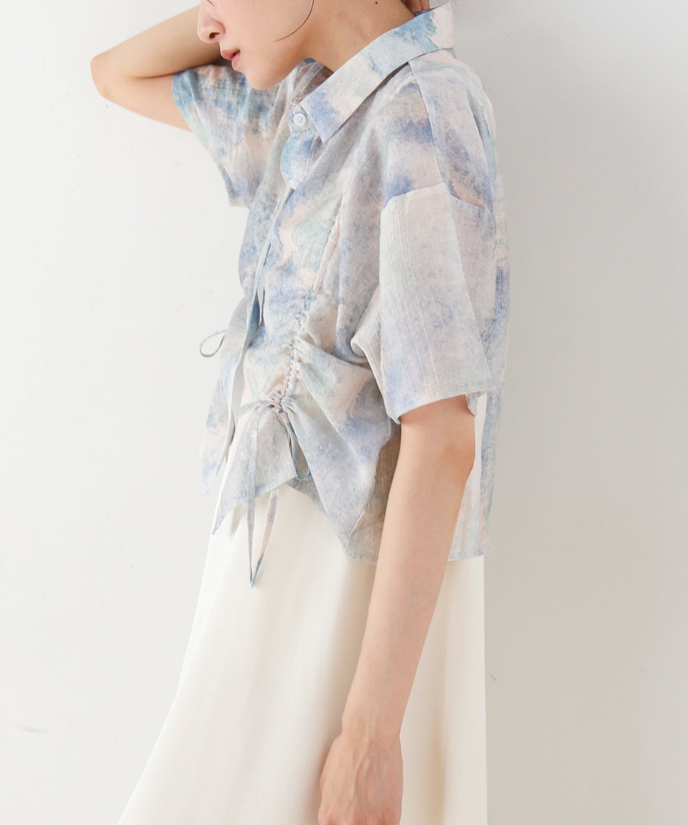 ニュアンスプリントドロストシアーシャツ