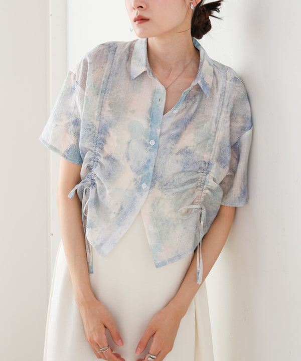 ニュアンスプリントドロストシアーシャツ