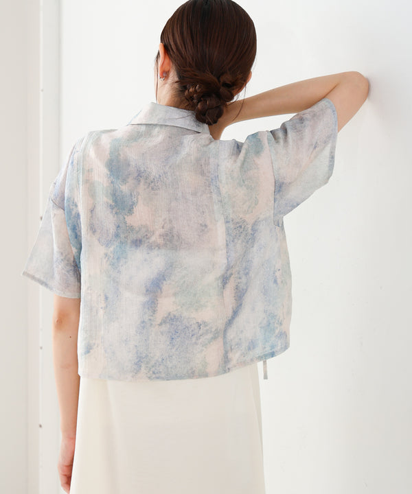 ニュアンスプリントドロストシアーシャツ