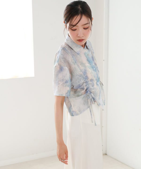 ニュアンスプリントドロストシアーシャツ