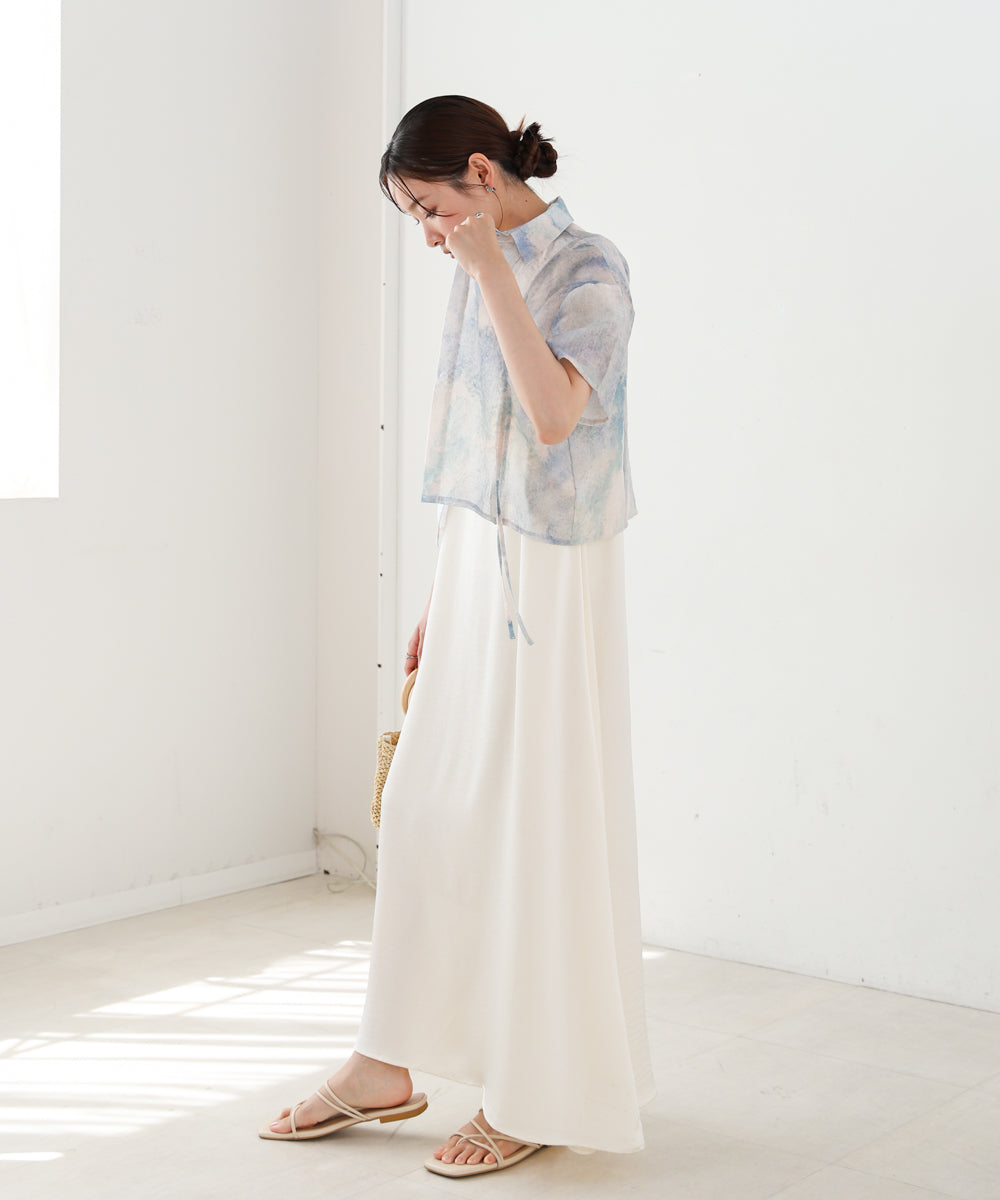 ニュアンスプリントドロストシアーシャツ