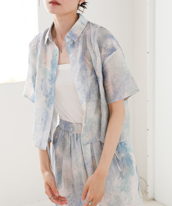 ニュアンスプリントドロストシアーシャツ