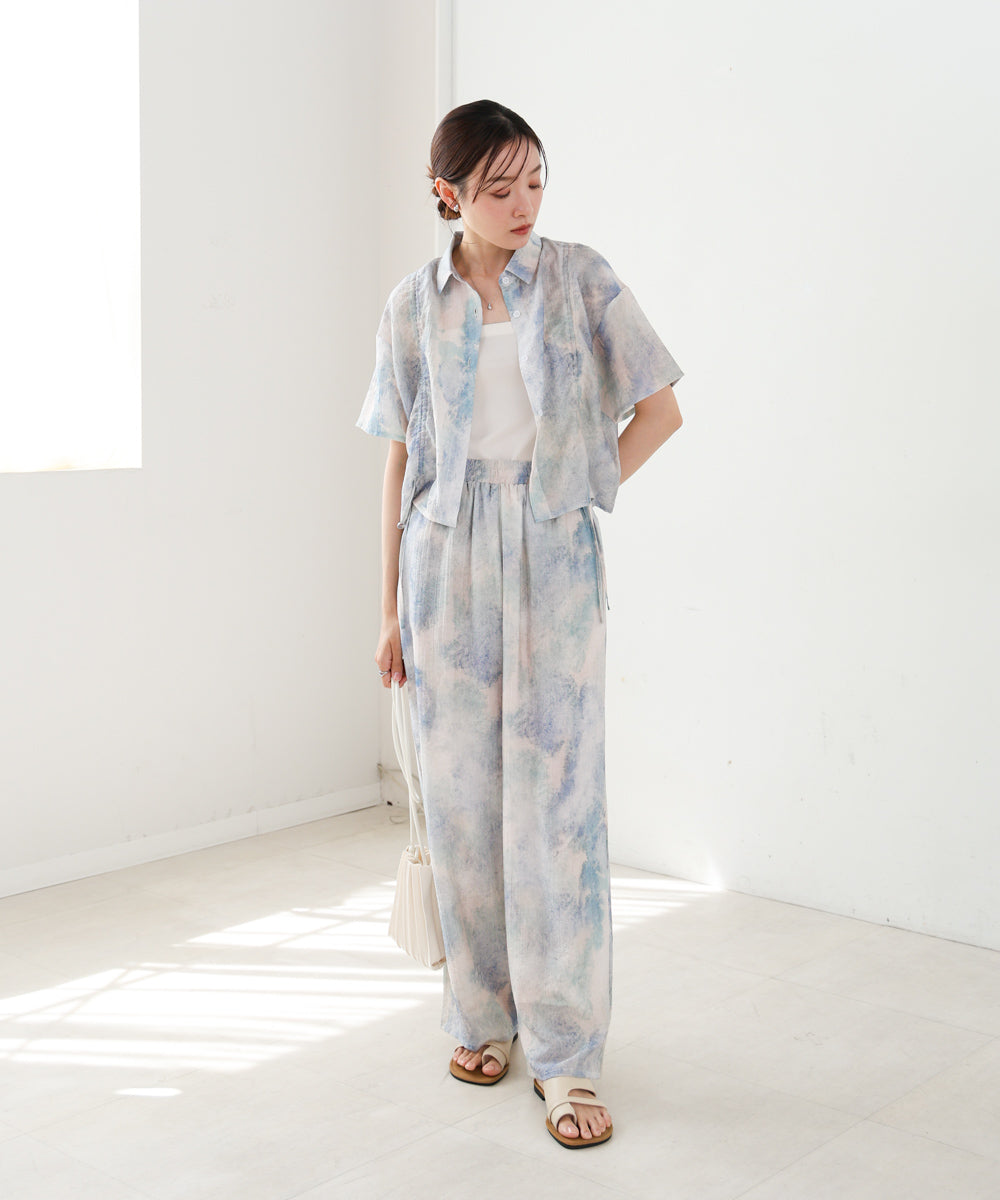 ニュアンスプリントドロストシアーシャツ