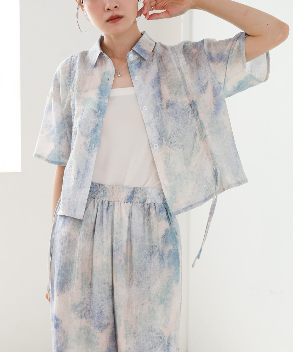 ニュアンスプリントドロストシアーシャツ