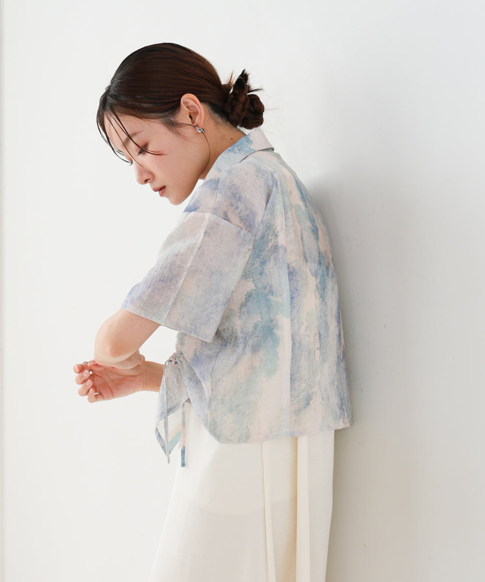 ニュアンスプリントドロストシアーシャツ