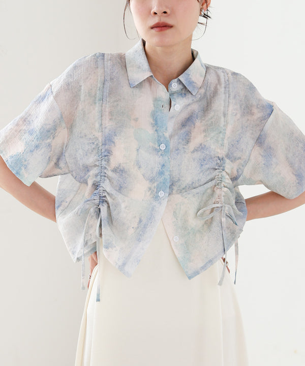 ニュアンスプリントドロストシアーシャツ