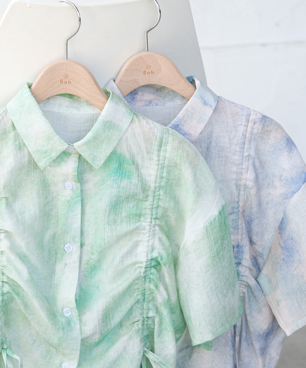 ニュアンスプリントドロストシアーシャツ