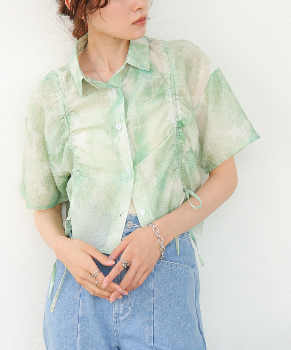 ニュアンスプリントドロストシアーシャツ