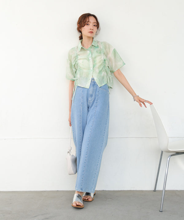 ニュアンスプリントドロストシアーシャツ