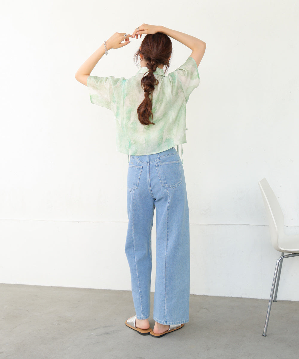 ニュアンスプリントドロストシアーシャツ