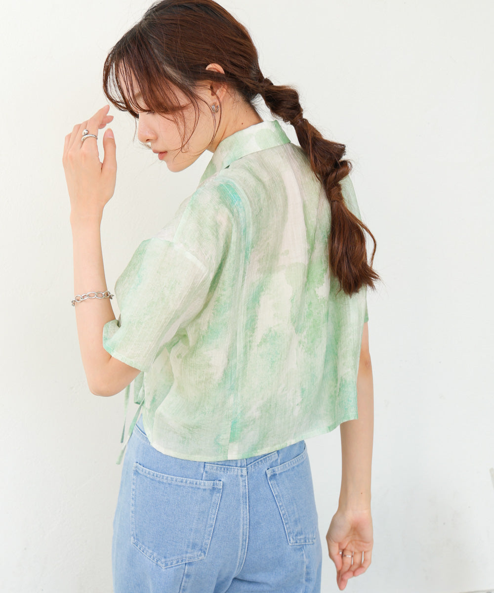 ニュアンスプリントドロストシアーシャツ